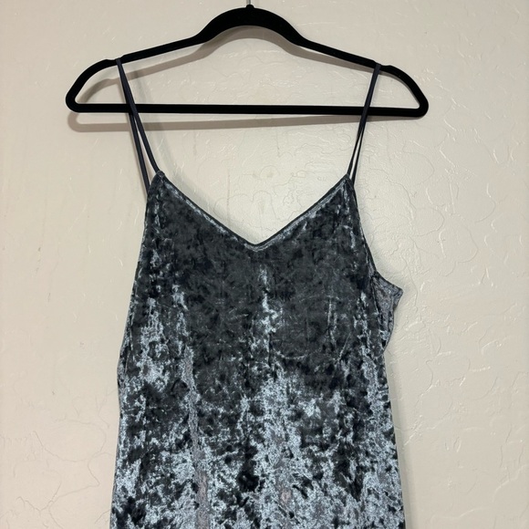 French Connection Gray/Silver Crushed Velvet Chemise Mini Slip Dress Size S - Picture 9 of 12